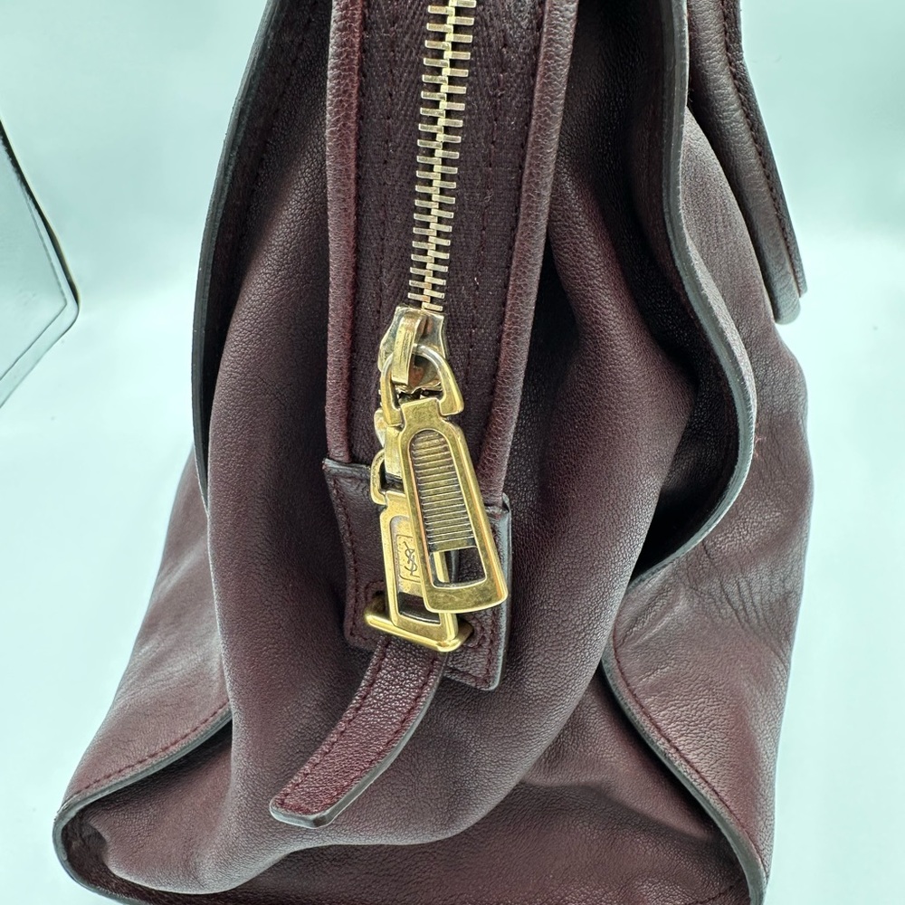 Yves Saint Laurent Vintage Top Handle Cabas Chyc Bag Burgundy Leather - Picture 5 of 7